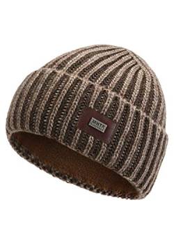 Marhatter Strickmütze Herren Mütze Wollmütze Wintermütze Winter (Braun) von Marhatter