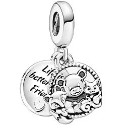 Charm Anhänger Neu 2024 MariaFonte Kompatibel Alle Marken Armbänder Halsketten Bär Fuchs Eichhörnchen Original Angebot Silber Geburtstag Jubilaum Mama Kompatibel Glücksbringer Herz Familie Weihnachten von MariaFonte