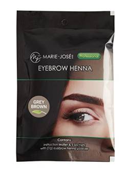 Marie-José & Co Profi Augenbrauenfarbe Set - Augenbrauen Make-Up mit Tattoo Effekt - bis zu 50 Anwendungen - Natürlich & vegan Augenbrauen färben! (Graubraun) von Marie-José & Co