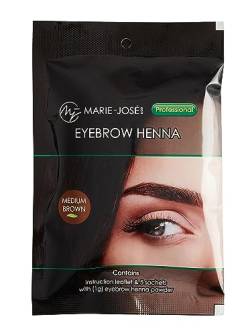 Marie-José & Co Profi Augenbrauenfarbe Set - Augenbrauen Make-Up mit Tattoo Effekt - bis zu 50 Anwendungen - Natürlich & vegan Augenbrauen färben! (Mittelbraun) von Marie-José & Co