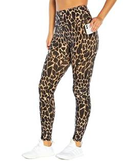 Marika Damen Wanderer High Rise Pocket Leggings, Rauchgrauer Giraffen-Druck, Large von Marika