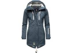 Funktionsmantel MARIKOO "Zimtzicke" Gr. S (36), blau (rauchblau) Damen Mäntel Funktionsmäntel sportlicher Softshell Parka mit Kapuze von Marikoo