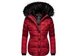 Steppjacke MARIKOO "Lotusblüte" Gr. XS (34), rot (blutrot) Damen Jacken Lange hochwertige Winter Jacke mit edler Kunstpelz Kapuze von Marikoo