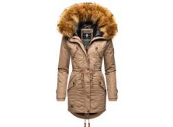 Wintermantel MARIKOO "La Viva Prc" Gr. S (36), grau (taupe) Damen Mäntel Wintermäntel stylischer Winterparka mit abnehmbarem Kunstfell von Marikoo