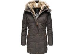 Wintermantel MARIKOO "Lieblings Jacke" Gr. XS (34), grau (anthrazit) Damen Mäntel Wintermäntel stylischer Winter Steppmantel m. Kunstpelz-Kapuze von Marikoo