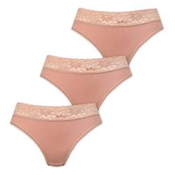 Marilyn Poupée Infinity Baumwolle Panty mit klassischem Schnitt und Spitzengürtel Natur - L - 3er Pack von Marilyn