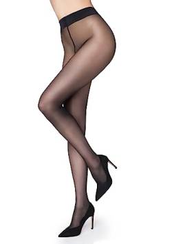 Marilyn transparente Strumpfhosen für Damen 1-Paar, Feinstrumpfhosen mit verstärkter Fußspitze 20 DEN, Schwarz, 3/M von Marilyn