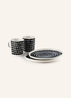 Marimekko 4-Tlg. Frühstücksset Oiva/Siirtolapuutarha schwarz von Marimekko