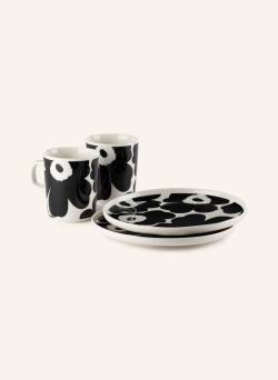 Marimekko 4-Tlg. Frühstücksset Oiva/Unikko schwarz von Marimekko