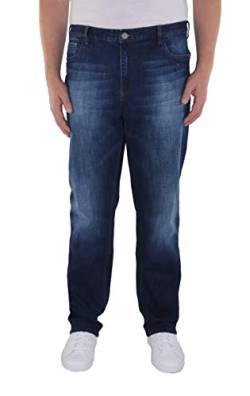 Herren 5-Pocket Jeans in Tapered Form in Den Größen 60, 62, 64, 66, 68, 70, XL, XXL, 3XL, 4XL, 5XL, 6XL, Große Größen, Übergröße, Big Size, Plus Size, Dark Blue Stone Washed, 66 von Marina del Rey