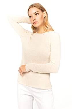 Marine Cashmere - O'Neck aus 100% Kaschmir für Damen, Pullover mit Rundhalsausschnitt, Made in Italy (Sand - XL) von Marine Cashmere