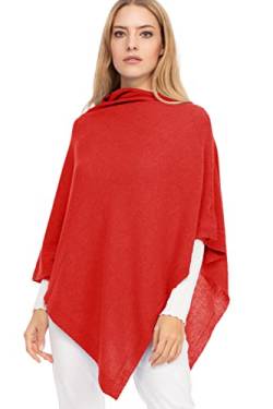 Marine Cashmere - Poncho aus Kaschmir-Mischgewebe für Damen, zart und weich, aus Kaschmir (Wassermelone) von Marine Cashmere