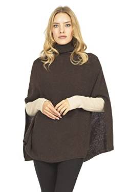 Marine Cashmere - Poncho aus Kaschmir-Mischgewebe für Damen mit hohem Kragen und Seitenschlitzen, zart und weich, aus Kaschmir (Maronenglasur) von Marine Cashmere