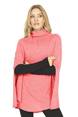 Marine Cashmere - Poncho aus Kaschmir-Mischgewebe für Damen mit hohem Kragen und Seitenschlitzen, zart und weich, aus Kaschmir (Rubinrot) von Marine Cashmere