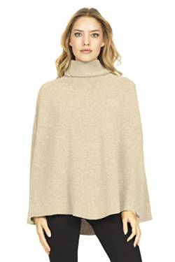 Marine Cashmere - Poncho aus Kaschmir-Mischgewebe für Damen mit hohem Kragen und Seitenschlitzen, zart und weich, aus Kaschmir (Sand) von Marine Cashmere