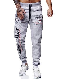 Marine Royal Herren Jogger Hosen Sport Fitness Laufen Casual Sweatpants, Hellgrau, Mittel von Marine Royal