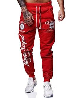 Marine Royal Herren Jogger Hosen Sport Fitness Laufen Casual Sweatpants, Rot/Ausflug, einfarbig (Getaway Solids), 3XL von Marine Royal