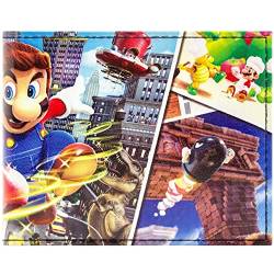 Mario Odyssey Königreiche Abenteuer Marios Mützenwurf Geldbörse/Geldbeutel Bi-Fold Münzfach & Kartenhalter, Mehrfarbig von Mario Party