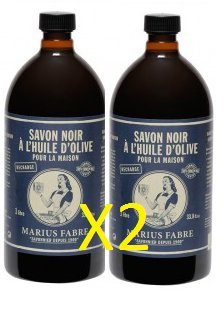 Marius Fabre Savon de Marseille - Schwarze Olivenöl-Seife 1L - 2er Pack (2 x 1L) von Marius Fabre