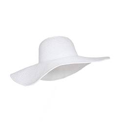 MarkMark Sonnenhüte Women Straw Sun Hat Wide Brim Floppy Beach Cap UPF 50+ SZ90045 (White) von MarkMark