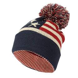 MarkMark Strickmützen Seemannsmütze USA Beanie Hat American Flag Toque Winter Pom Knit Beanies For Men Women JZP0027 (Navy) von MarkMark