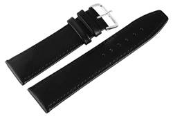 Uhrenarmband Uhrenband Ersatzband Ersatzarmband Uhrband Armband Schwarz Nahtfarbe schwarz Stegbreite 22mm, Stärke 3mm, Gesamtlänge 18cm glatte Prägung silberfarbige Dornschließe 830210101022 von Markenlos