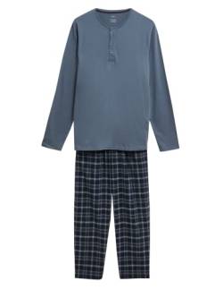 Marks & Spencer Herren T07-2398i Pyjamaset, Blau gemischt, Medium (2er Pack) von Marks & Spencer