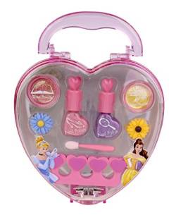 Markwins Disney Princess Schmink-Herz, rosa Schminkkoffer in Herzform mit Henkel, enthält kindgerechte Schminke und Haarschmuck, Geschenk für Mädchen von Markwins