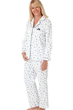 Marlon Damen Blanche Schlafanzug mit Revere-Kragen, gebürstete Baumwolle, Paspelierung Pyjamaset, ozeanblau, 8-10 von Marlon