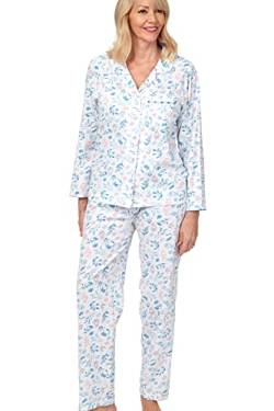Marlon Damen Lindsay Revere Collar Cotton Jersey Pyjama Pyjamaset, Blue, 20-22 von Marlon