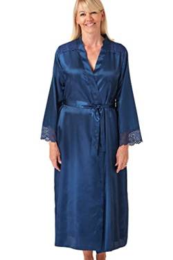 Marlon Damen Womens Elina Silky Satin & Floral Lace Robe Morgenmantel, ozeanblau, 14-16 von Marlon