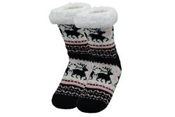 Marminy Hüttensocken Kuschelsocken Damen 39-42 Wintersocken warme Stoppersocken mit ABS 1 Paar (DE/NL/SE/PL, Alphanumerisch, Einheitsgröße, Regular, Regular, Rentier Schwarz) von Marminy