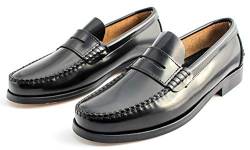 Marttely Herren Leder Anzugschuhe Loafer mit Ledersohlen Handmade Mokassins, Schwarz, 45 EU von Marttely