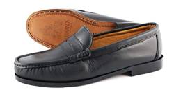 Marttely Herren Leder Anzugschuhe Schwarz Loafer mit Ledersohlen Handmade Mokassins Slipper EU Größe 39 Modell 500 von Marttely