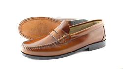 Marttely Herren Leder Anzugschuhe braun Loafer mit Ledersohlen Handmade Mokassins (mitelbraun, Numeric_39) von Marttely