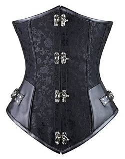 Martya Damen Stahlknochen Unterbrust Korsett Steampunk Kunstleder Corsage Bustier von Martya