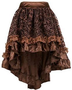 Martya Damen Steampunk Gothic Kostüm Asymmetrisch Hoch Langer Rock von Martya