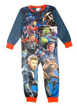MARVEL Avengers Jungen Fleece-Einteiler All-in-One Schlafanzug Kinder Avengers Schlafanzug Onezee 3-10 Jahre, Schwarz , 110 von Marvel