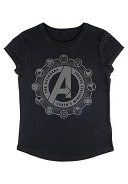 Marvel Avengers - Avenger Emblems Women's Rolled-sleeve Black L von Marvel