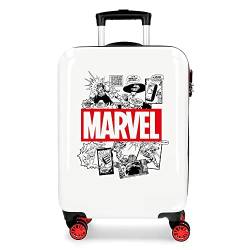 Marvel Avengers Comic Kabinenkoffer Weiß 40x55x20 cms Hartschalen ABS Kombinationsschloss 34L 2,6Kgs 4 Doppelräder Handgepäck von Marvel