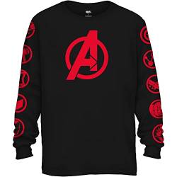 Marvel Avengers Endgame Logo Symbol Captain America Graphic Longsleeve T-Shirt(XXL, Black) von Marvel