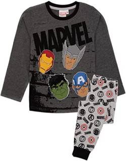 Marvel Avengers Graues Langarm-Pyjama-Set für Jungen | Superhelden-Charakter-Oberteil und -Unterteile | Iron Man Thor Hulk Captain America | Kleidung Pyjamas | Gemütliche Geschenkartikel – 2–3 Jahre von Marvel