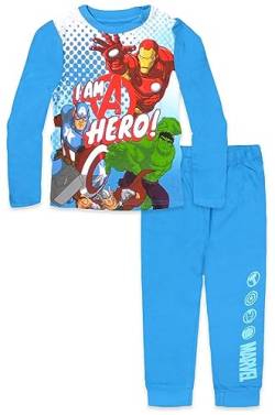 Marvel Avengers Pyjama-Set aus Baumwolle mit Langen Ärmeln für Kinder (7 Jahre, Blau) von Marvel