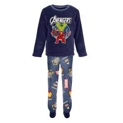 Marvel Avengers Pyjama für Jungen, T-Shirt und Lange Hose, 2-Teilig für Jungen, Design Thor, Iron Man, Hulk, Captain America, Blauer Fleece-Schlafanzug, Schlafanzug Geschenk (10 Jahre) von Marvel