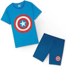 Marvel Avengers Schlafanzug Jungen Set, Baumwollshirt und Shorts Set, Schlafanzãge fãr Jungen, Blau Captain America, Alter 5 bis 6 Jahre, Kinder Geschenke von Marvel