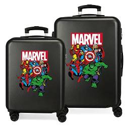 Marvel Avengers Sky Avengers Kofferset Schwarz 55/68 cms Hartschalen ABS Kombinationsschloss 104L 4 Doppelräder Handgepäck von Marvel