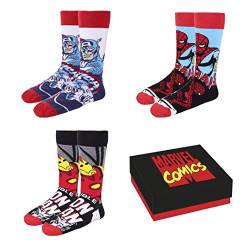 Marvel Avengers Socken für Herren und Teenager, Design Spiderman Iron Man Captain America, Geschenk für Herren, EU-Größe 40-46 von Marvel