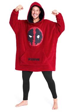 Marvel Avengers Übergroße Herren Hoodie Decke mit Ärmeln - Stitch Oversized Kapuzenpullover Fleece Tragbare Decken für Teenager - Geschenke für Fans (Rot/Schwarz) von Marvel