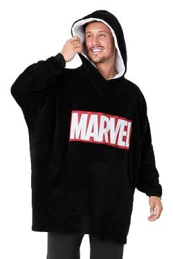 Marvel Avengers Übergroße Herren Hoodie Decke mit Ärmeln - Stitch Oversized Kapuzenpullover Fleece Tragbare Decken für Teenager - Geschenke für Fans (Schwarz) von Marvel