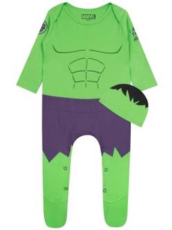 Marvel Baby Jungen Avengers Der unglaubliche Hulk Schlafanzug und Hut-Set Grün 80 von Marvel